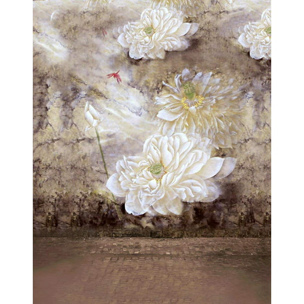 White Flowers Paintings Photography Backdrops Photo Props Studio Background 5x7ft 